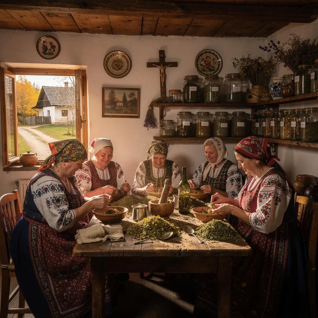 Pohľad na čajovú súpravu s originálnymi slovenskými motívmi